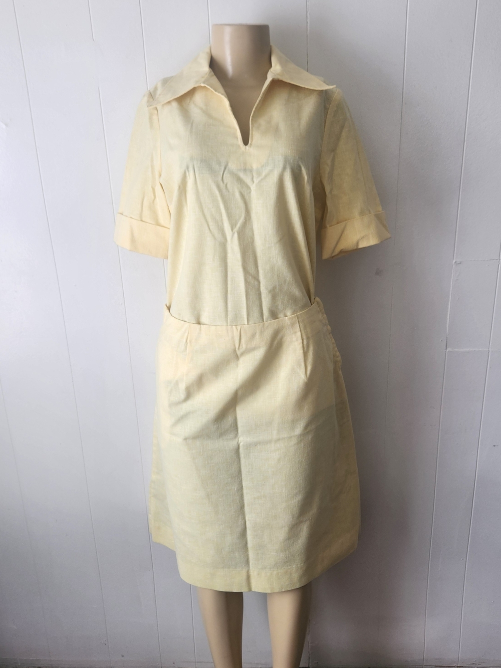 Vintage Butter Yellow Linen Skirt Set Size Large